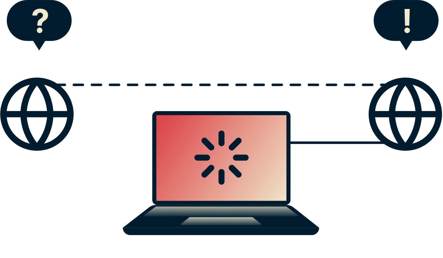 Was ist Peering? Diagramm mit zwei Internetanbietern, die die Geschwindigkeit eines Laptops beim Videostreaming beschränken.